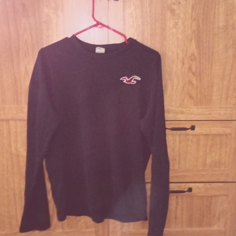 Hollister Shirt Mens X Large Navy Blue V Neck Long Sleeve Sweater